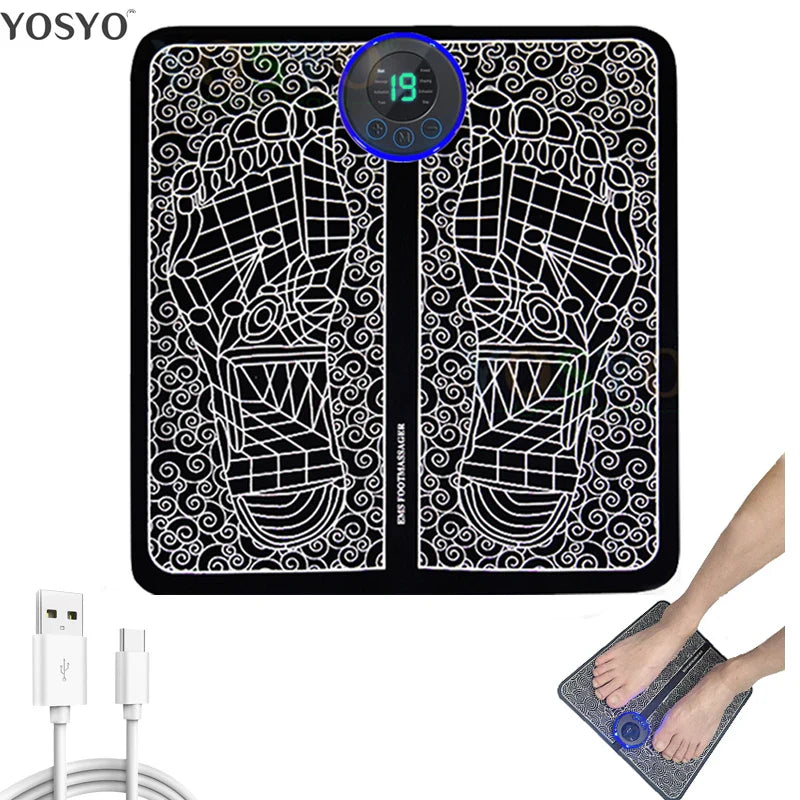 Foot Massage Pad Electric Sole Massage Tool USB Charging Convenient Fast Suitable for Home and Travel Black